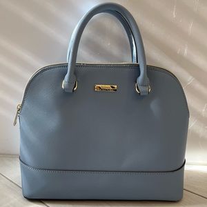 Trina Turk Faux Leather Dome Bag Purse Satchel Powder Blue NO XBODY STRAP